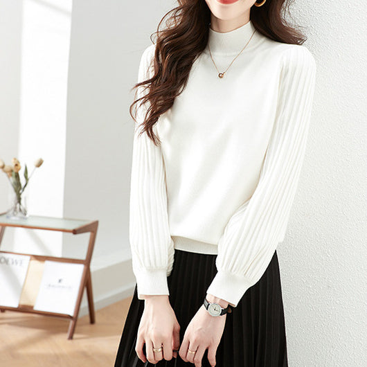 Suéter Cuello Alto Rayas Hundidas Ajustado Casual - Image 12