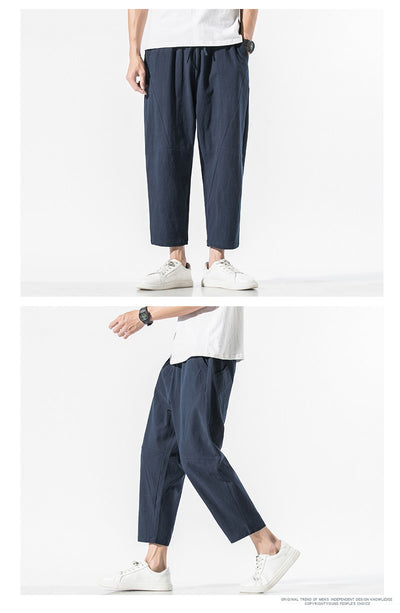 Pantalones Casuales Talla Grande Hombre - Corte Recto Algodón Lino Estilo Retro - Image 16