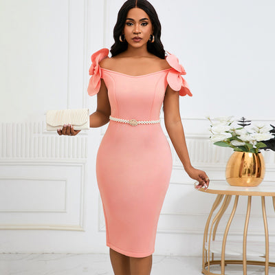 Vestido Elegante con Flores Tridimensionales para Mujer