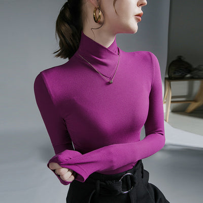 Suéter Cuello Alto Ajustado de Manga Larga para Mujer - Image 14