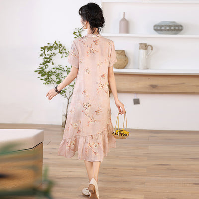 Vestido Vintage Línea A con Cuello de Pie y Estampado - Image 16