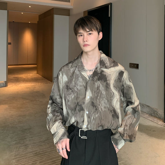 Camisa de Manga Larga con Diseño Abstracto - Estilo Coreano Moderno para Hombre - Image 17