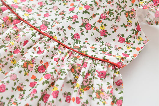 Vestido Infantil Floral con Mangas Volantes y Cuello Solapa - Image 16