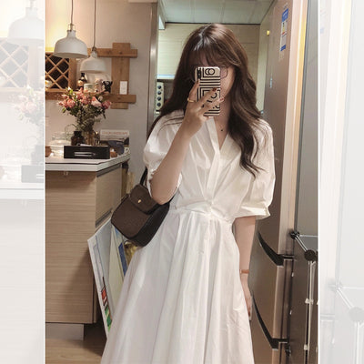 Vestido Camisero Vintage Francés con Temperamento Sofisticado - Image 10