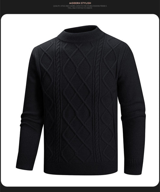 Suéter Casual de Cuello Alto Medio en Colores Sólidos para Hombre - Image 11