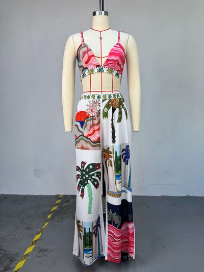 Conjunto de 3 Piezas: Blusa Estampada Manga Larga, Bralette y Pantalón Ancho - Image 24