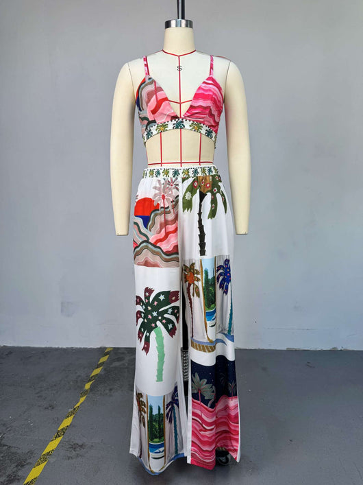 Conjunto de 3 Piezas: Blusa Estampada Manga Larga, Bralette y Pantalón Ancho - Image 24