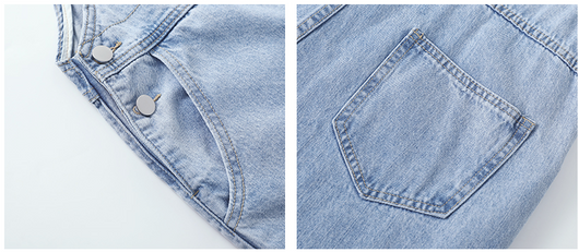 Pantalón Denim Slim Cintura Alta con Tirantes de Diseño - Image 12