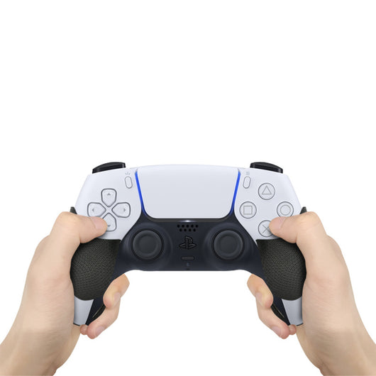 Pair of gamepad silicone stickers, one black with textured grip and one solid red, for enhanced controller grip. - Image 3