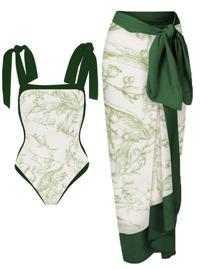 Traje de Baño Dos Piezas Chiffon con Falda Cadera Estampada - Image 16