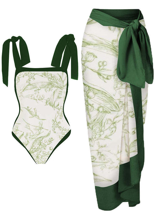 Traje de Baño Dos Piezas Chiffon con Falda Cadera Estampada - Image 16
