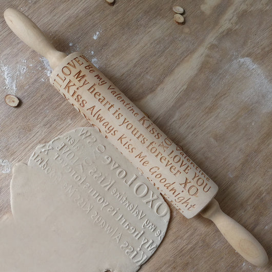 Rodillo para Galletas con Letras de Madera Grabadas para San Valentín - Image 15