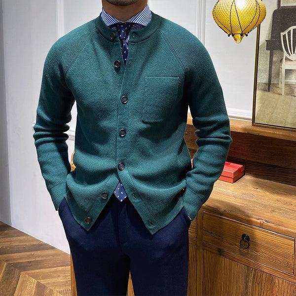Cardigan Tejido Cuello Redondo Ajustado - Prenda Versátil para Capas
