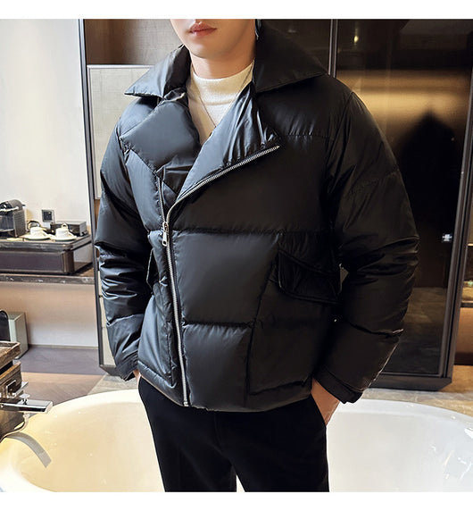 Chaqueta Acolchada de Plumas para Hombre con Cuello Clásico - Image 22