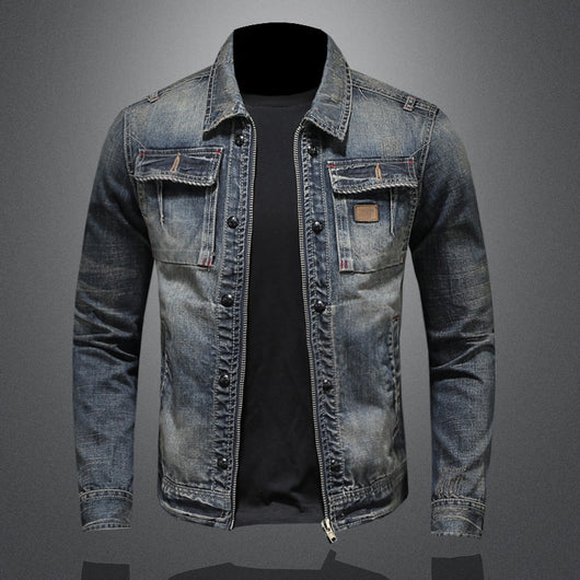 Chaqueta de Mezclilla Vintage Desgastada Estilo Clásico Europeo - Image 5