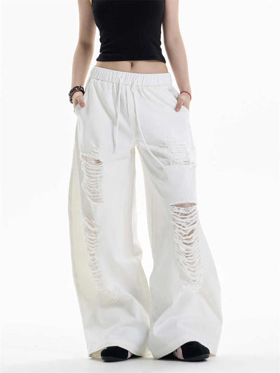 Pantalones Anchos Rotos para Mujer - Diseño Casual Desenfadado - Image 5