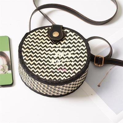 Bolsa Tejida de Bambú para Playa - Bandolera Redonda Compacta - Image 8