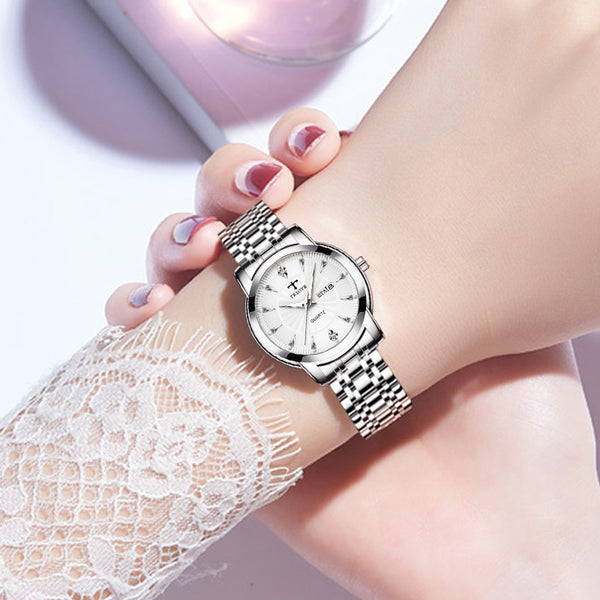 Reloj de Cuarzo para Mujer Elegante e Impermeable con Esfera Luminosa