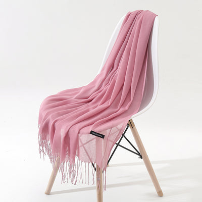 Bufanda Chal de Cachemira Otoño Invierno - Diseño Minimalista con Flecos - Image 4