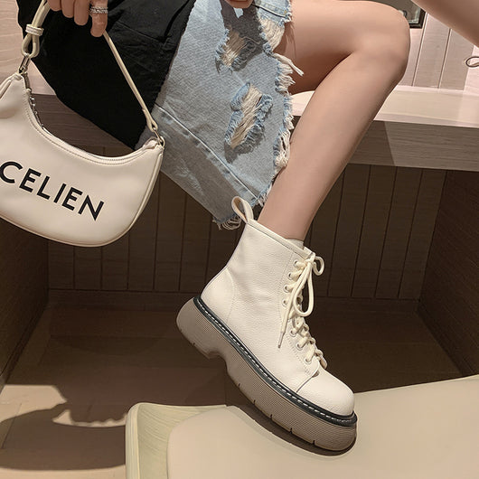 Botas Martin de Caña Alta para Mujer con Patrón Lichee en Cuero Vacuno - Image 7