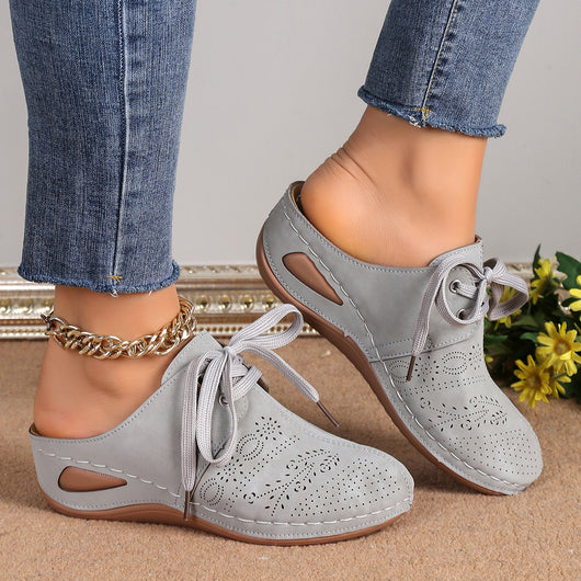 Sandalias Deportivas Mujer Verano con Cuña y Encaje - Chanclas Huecas Transpirables