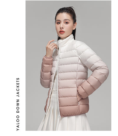 Chaqueta Acolchada Mujer Degradado Cuello Alto Elegante - Image 19