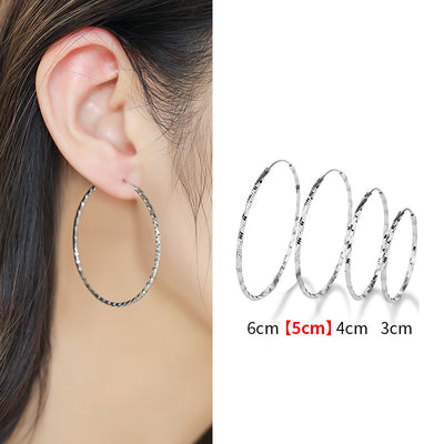 Aretes de Plata Esterlina Círculo Geométrico Grande para Mujer - Image 8