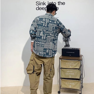 Camisas Manga Larga Personalizadas con Estampado Geométrico para Hombre - Image 8