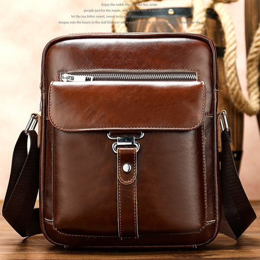 Bolso Mensajero de Cuero Vintage para Hombre - Piel Vacuna Premium