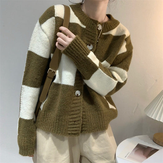 Cardigan Suelto a Cuadros para Mujer - Image 8