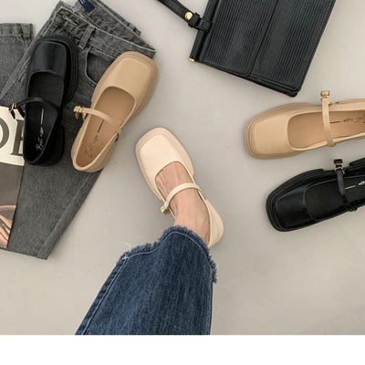 Zapatos de Cuero con Plataforma Estilo Británico para Mujer con Hebilla y Perla - Image 10