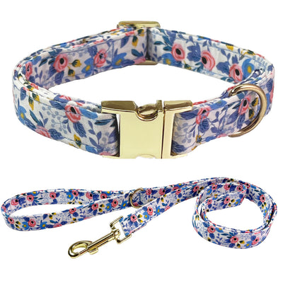 Collar Correa para Perro Mediano y Grande con Letras Personalizadas y Diseño Floral Metálico - Image 12