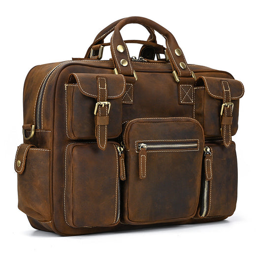 Bolsa Mensajera de Cuero Genuino Estilo Retro con Gran Capacidad para Hombre - Image 79