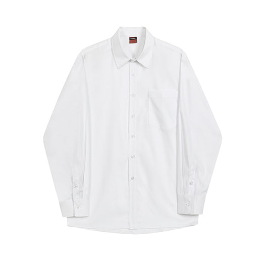 Camisa Casual Holgada de Color Liso Estilo Japonés para Hombre - Image 2