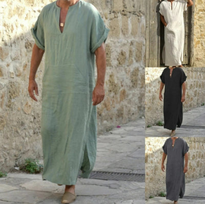 Bata Larga de Manga Corta para Hombre - Corte Elegante - Image 7