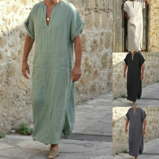 Bata Larga de Manga Corta para Hombre - Corte Elegante - Image 7