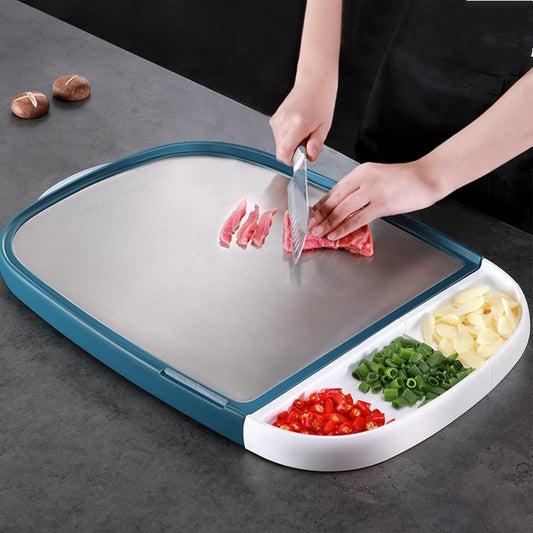 Tabla de Corte Multifuncional de Acero Inoxidable Reforzada Antimohongo