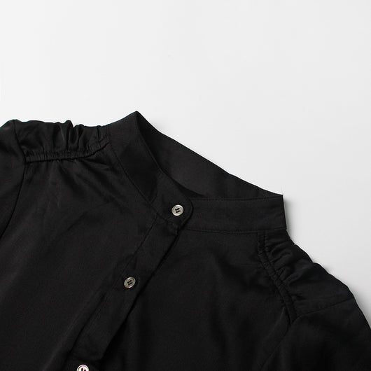 Blusa Ejecutiva de Cuello Mao con Detalles en Contraste - Image 9