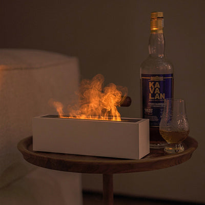 White rectangular aromatherapy machine with a flame effect, displaying the brand name "nathome". - Image 9