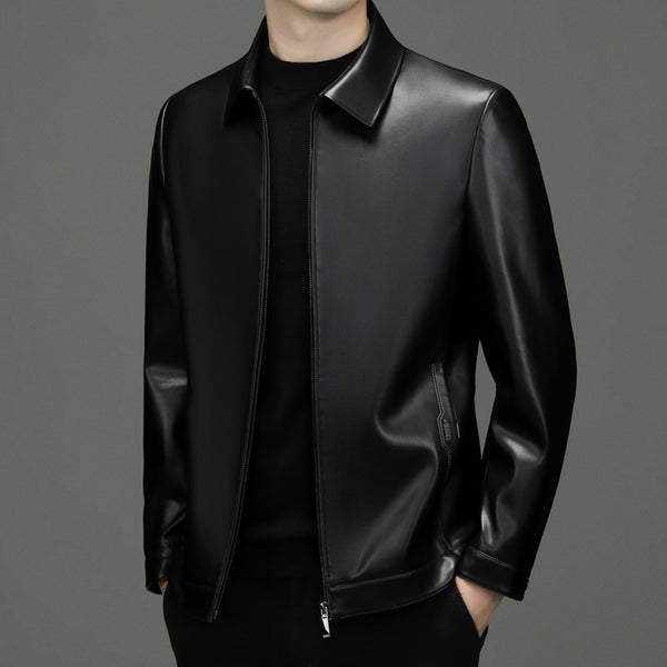 Chaqueta de Cuero PU Estilo Ejecutivo con Solapa - Otoño