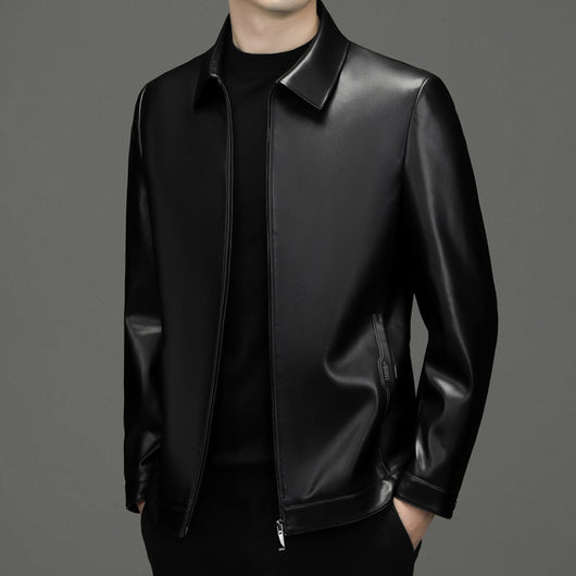 Chaqueta de Cuero PU Estilo Ejecutivo con Solapa - Otoño