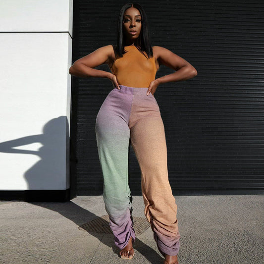 Pantalón Suelto de Cintura Alta para Mujer - Diseño Colorido y Versátil