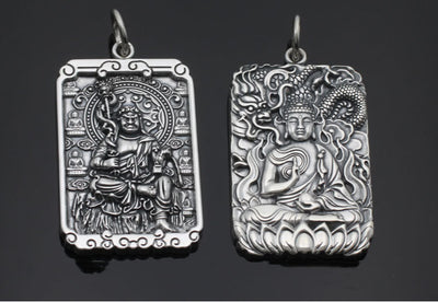 Colgante Buda Natal Cuadrado de Plata Tailandesa Retro Personalidad - Image 4