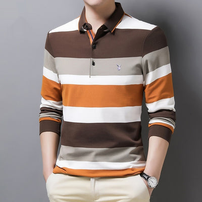 Camisa de Manga Larga con Cuello Italiano a Rayas - Image 10