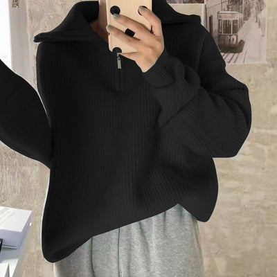 Suéter con Cuello Solapa y Cierre de Cremallera - Estilo Francés Japonés para Mujer - Image 26