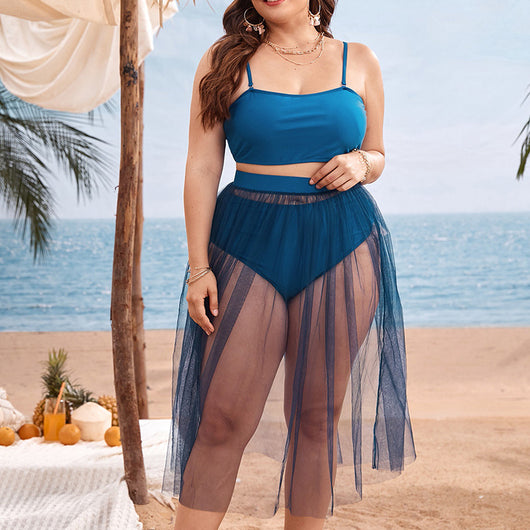 Traje de Baño Bikini Talla Grande con Falda de Gasa - Image 3