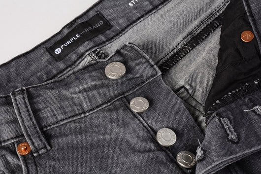 Pantalón Vaquero Gris Rotura Rodilla con Efecto Tinta Salpicada - Image 3