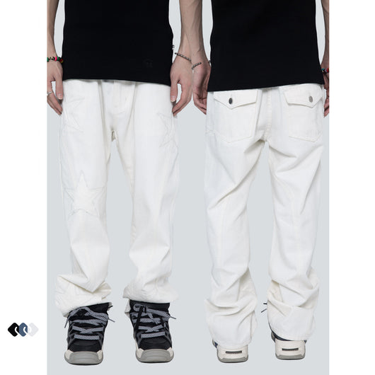 Jeans Rectos Vintage Lavado Buffalo con Bordado para Hombre y Mujer - Image 9