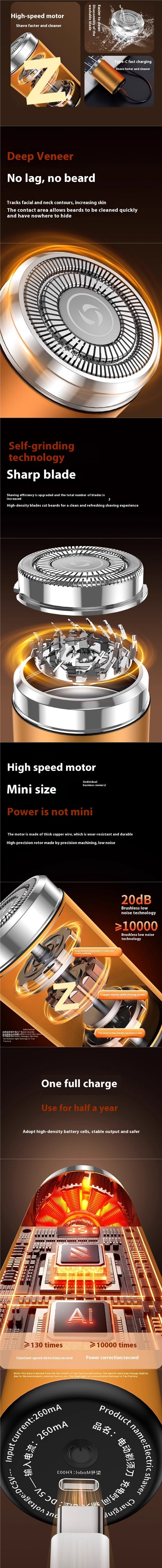 Afeitadora Eléctrica Portátil para Hombre - Totalmente Lavable y de Rápida Limpieza - Image 14