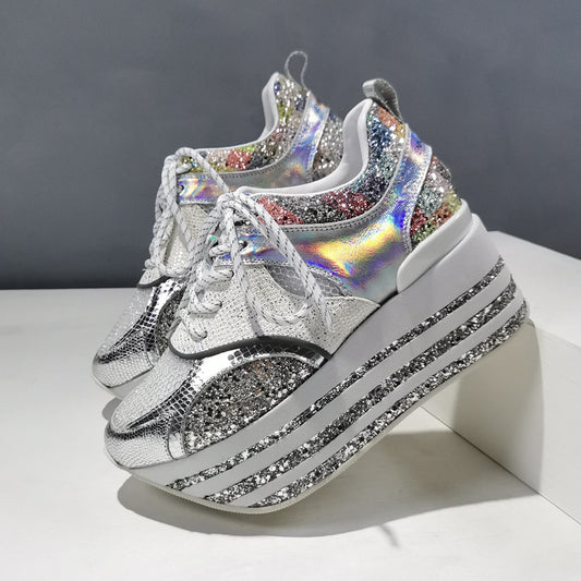 Zapatos Plataforma de Cuero Genuino con Malla Transpirable